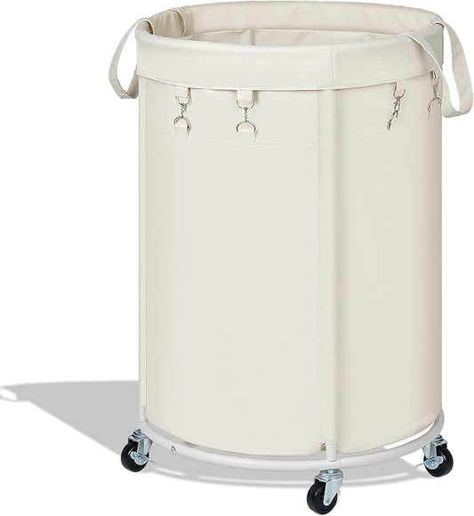 efluky 150L Laundry Basket with Wheels, Large Rolling Laundry Hampers with Handles for Bathroom, Bedroom & Laundry Room, Beige