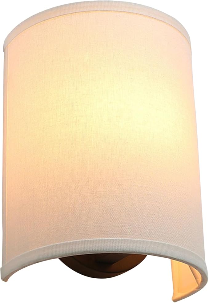 Wall Sconce Lighting White Fabric Decor, Industrial Vintage Night Light Wall Lamp Fixture with Cloth Lampshade for Bedroom Living Room Hallway Corridor