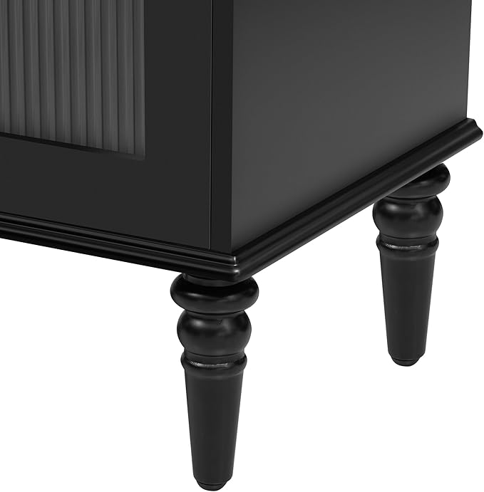 Merax 68.9'' TV Stand for TVs up to 75 Inches, Entertainment Center Media Console Table with Storage Cabinet, Fluted Glass Doors, Wood Legs for Living Room