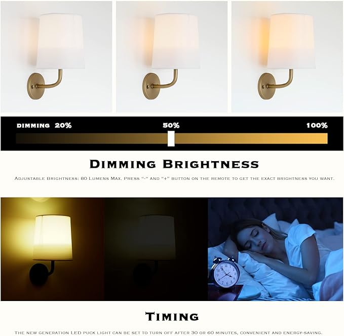 HEQIQEH Rustic Vintage Battery Operated RGB Wall Sconce Light Fixture with Remote Control, Flared Funnel Linen Fabric Shade Dimmable Nightstand Lamps for Bedroom Bedside, 2 Packs (Antique-2)