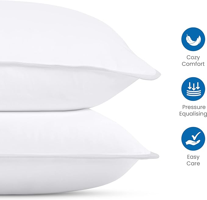 Utopia Bedding Bed Pillows for Sleeping (White), European Size, Set of 2, Hotel Pillows, Cooling Pillows for Side, Back or Stomach Sleepers