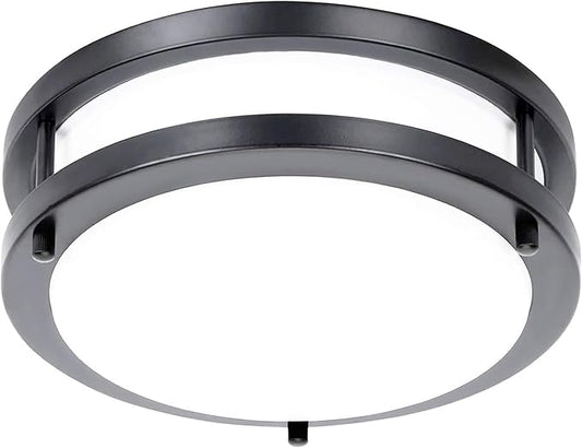 48W Dimmable LED Ceiling Light Fixture, 13.2in Flush Mount Light Fixture, Ceiling Lamp for Bedroom, Kitchen, Bathroom, Hallway, Super Bright 4000 Lumens,Blacck, 3000K Warm White