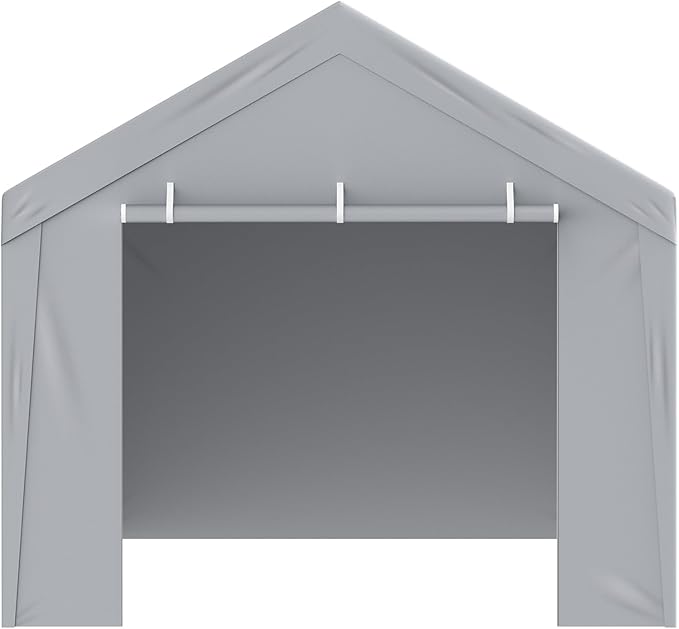 VEVOR Carport Replacement Canopy Cover Top + Side Wall 13 x 20 ft, Garage Tent Shelter Tarp Heavy-Duty Waterproof & UV Protected, Easy Installation with Ball Bungees,Grey (Frame Not Included)