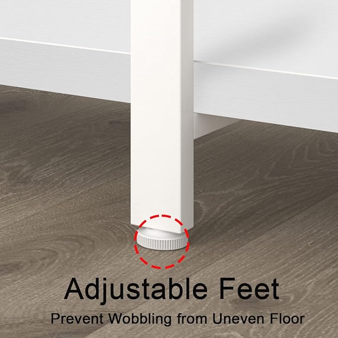 HSH 6 Tier Tall White Bookshelf, Industrial Modern Vertical Metal and Wood White Bookcases 6 Shelf,Farmhouse Open Large Storage Book Shelves & Display Book Shelf for Bedroom Living Room Office