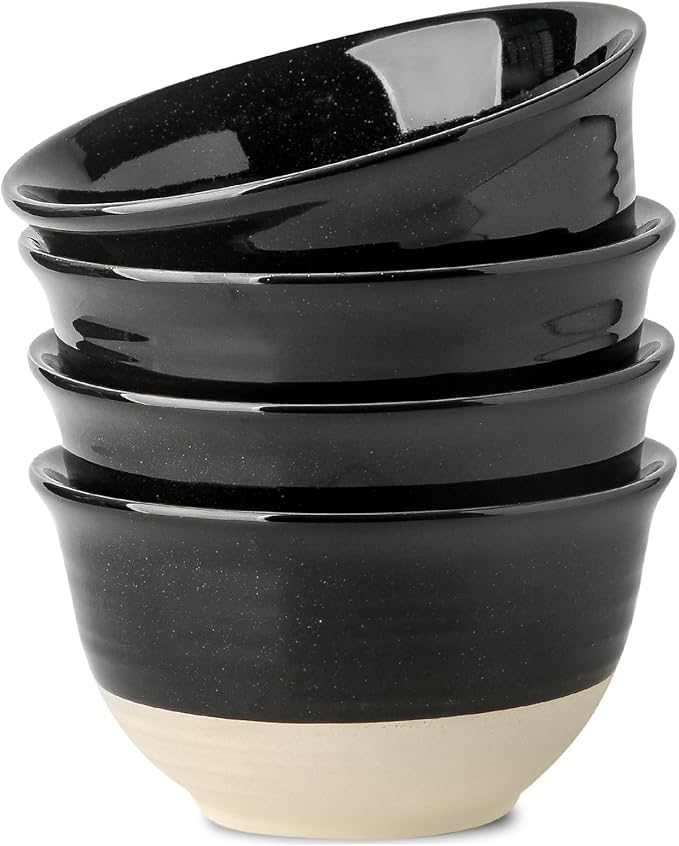 Hasense Ceramic Soup Bowls, 40 oz Large Salad Cereal Bowls Set of 4, Stackable Serving Bowls for Kitchen, Bowls for Pasta Ramen Noodle Pho, Dishwasher Microwave Safe, Gloss Black & Matte White