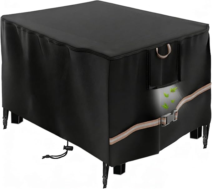 YOWDUTY Rectangular Propane Gas Fire Pit Table Cover 48x28x24 In, Waterproof Heavy Duty 600D Rectangle Outdoor Fireplace Cover 48 In, All-weather Protection For Patio Firepit Table 45-48 In
