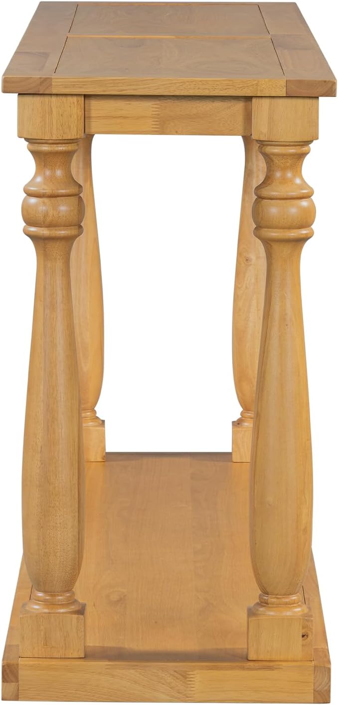 63 Inch Console Table with 4 Vase-Leg, Vintage Wood Grain Sofa Table Behind Couch, Narrow Entryway Accent Table for Living Room, Entrance, Hallway, Foyer, Bedroom, Apartments, Natural