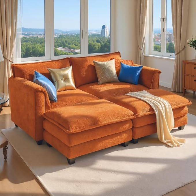 SweetGO corporation 42'' Plush Single Sofa Accent Chair with Ottoman for Living Room/Bedroom, Modern Couch for Cozy Lounge Chair for Reading