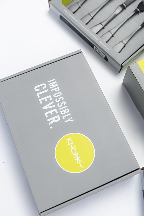 Knork Silverware Set - 20 Piece Matte Silver Cutlery set - Ergonomic Design Utensil sets, 18/10 Stainless Steel Forks Spoons and Knives set