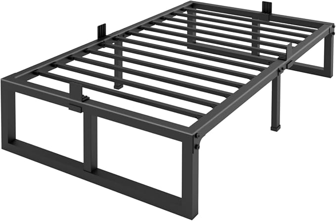 Twin Bed Frames Platform, 14 Inch High 3500 lbs Heavy Duty Metal Platform, Mattress Foundation with Steel Slat Support/No Box Spring Needed/Noise Free/Non-Slip/Easy Assembly