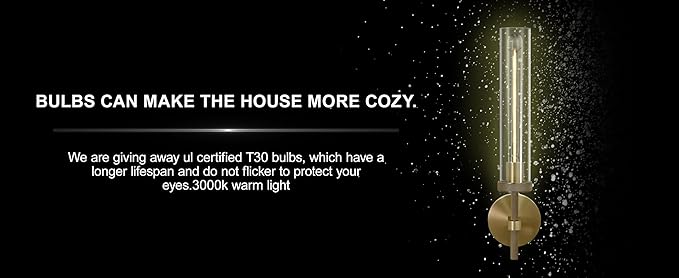 Brass Wall Sconces Set of Two, 19" Knurled Gold Sconces Wall Lighting, Tube Glass Bathroom Sconces Wall Lights for Bedroom Living Room Vanity Sconce Wall Lamp for Hallway, Staircase