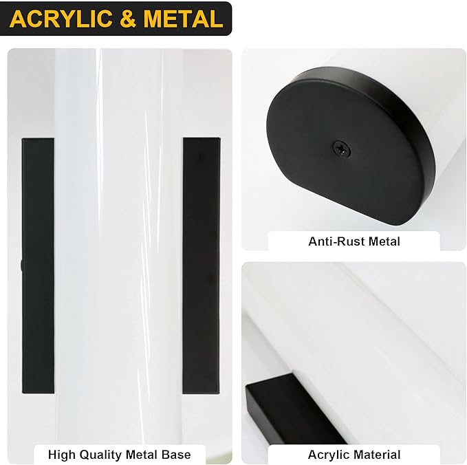 Kalium 16in Modern Wall Sconces, Dimmable Bathroom Vanity Lights, 3000K Warm White LED Indoor Sconces Lighting for Bathroom, Stairs, Living Room, Bedroom. Hardwired.