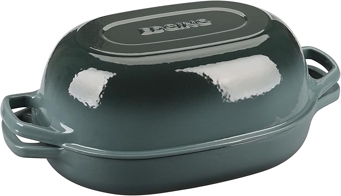 Enameled Cast Iron Dutch Oven Pot with Lid, Oval Dutch Oven for Bread Baking, Bread Oven for Homemade Sourdough Bread Baking, 7qt, Slateblue
