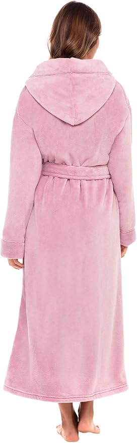 Alexander Del Rossa Womens Robe, Long Plush Bathrobe with Hood, Hooded Robes for Women Plus Size Bath Robe