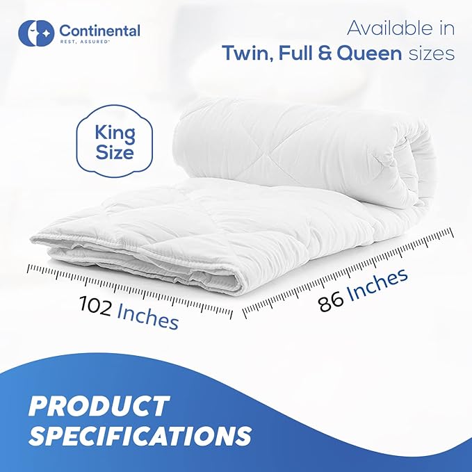 Serenity 700 Fill Power White Goose Down European Comforter - Fluffy, King Size Duvet Blanket Bedding - Made in The USA - King 102 x 86 Inches (All Year Weight, King)