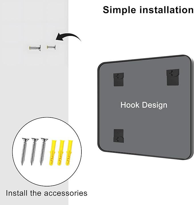 KOCUUY 30"x30" Square Rectangle Vanity Mirror, Black Metal Frame Mirror with Rounded Corner, Modern Design of Upgraded Shatterproof Glass for Bathroom, Bedroom, Living Room, Entryway