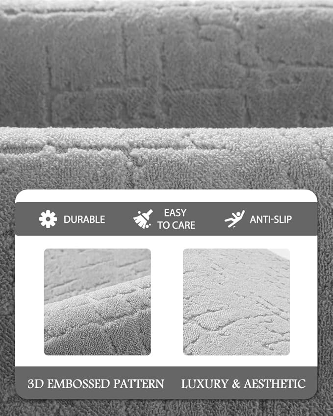 AMOAMI-Bath Mat-Absorbent Quick Dry Bathroom Floor Mats-Washable Rubber Backing Bath Mats for Bathroom Rugs Fit Under Door-Bath Rug for in Front of Sink Bathtub Shower Room, Grey 24''x70''