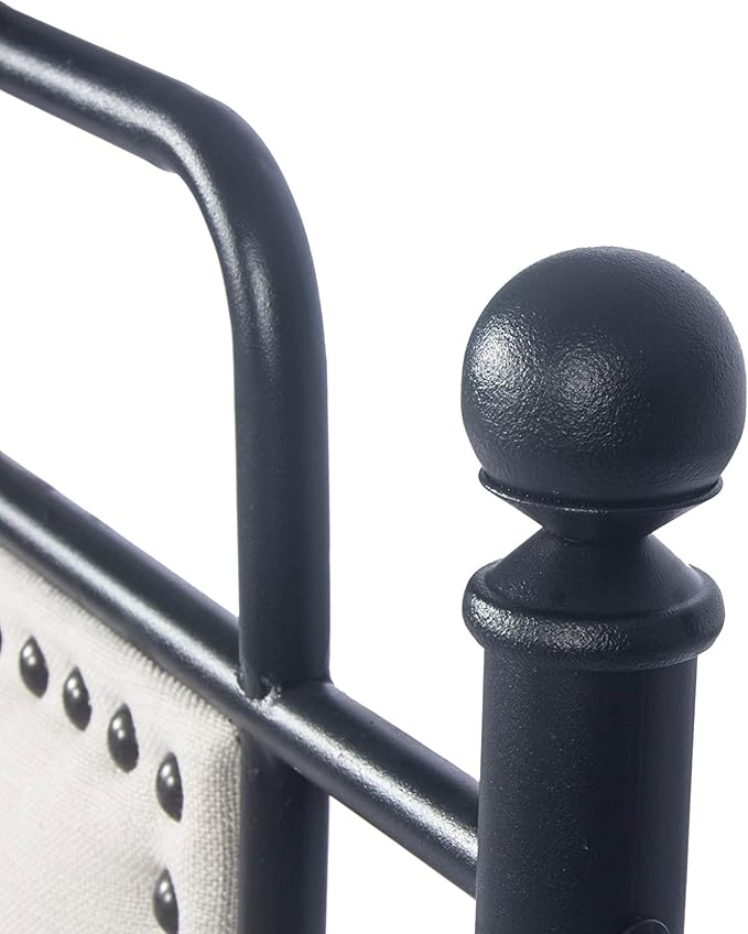 Bed Frame Upholstered Platform Vintage with Tufted Head Board Mattress Foundation with Metal Slats Full Size Industrial for Bedroom Students Kids Adults Storage Under Bed 500lbs (Black Metal 3, Full)