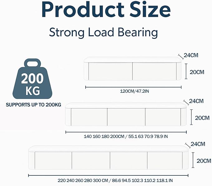 Floating TV Stand,70.9 Inch Wall Mounted TV Shelf,Modern Entertainment Center Media Console with Storage for Bedroom,Living Room (Black)