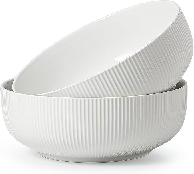 getstar Large Serving Bowls (9.5 inch & 92 fl oz), Ceramic Salad Bowl Set of 2, Microwave and Dishwasher Safe
