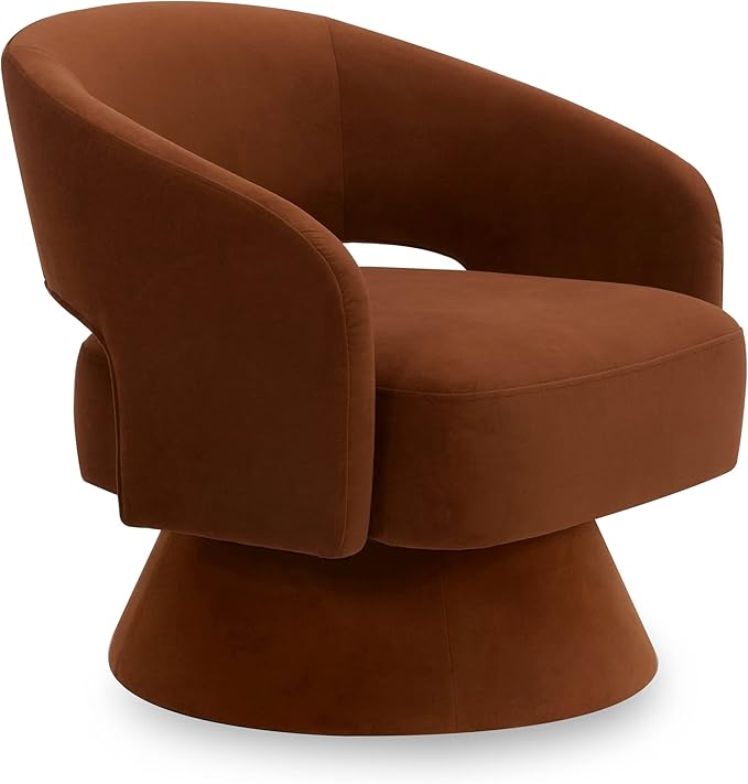 CHITA Swivel Accent Chair Armchair, FSC Certified Velvet Barrel Chair for Living Room Bedroom, Burnt Orange