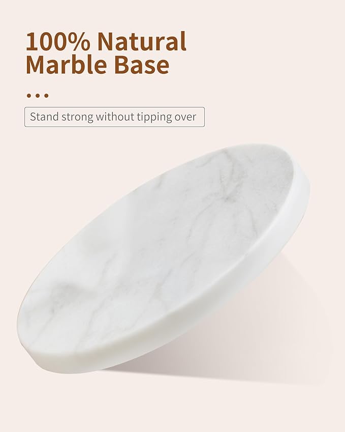 Metal Coat Rack Stand with Natural Marble Base, Modern Coat Rack Freestanding, 360°Rotary Coat Racks with 14 Hooks, White Coat Stand Hall Tree Hanger Stand for Entryway, Office，Corner