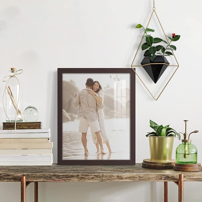 Renditions Gallery 11x14 inch Picture Frame High-end Modern Style, Made of Solid Wood and High Definition Glass Ready for Wall and Tabletop Photo Display, Brown Frame