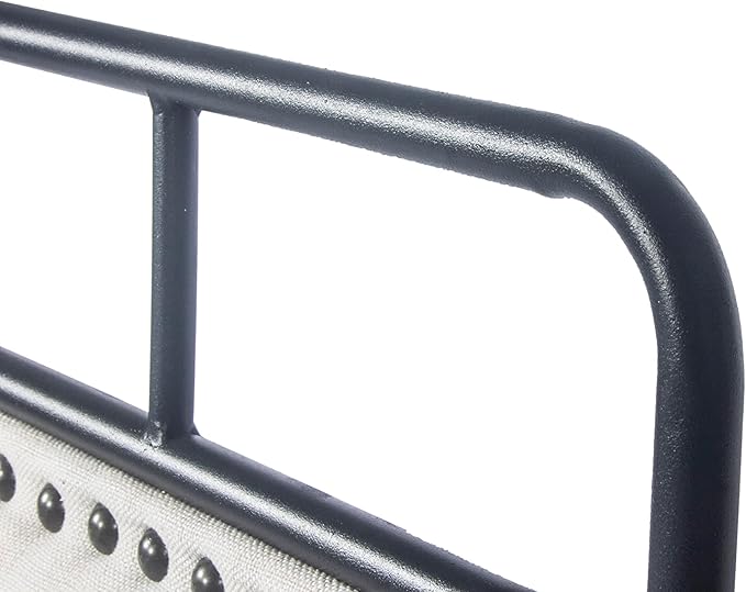 Bed Frame Upholstered Platform Vintage with Tufted Head Board Mattress Foundation with Metal Slats Full Size Industrial for Bedroom Students Kids Adults Storage Under Bed 500lbs (Black Metal 3, Full)