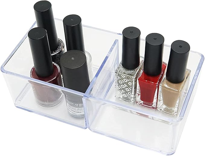 carrotez 2 Compartment Clear Plastic Drawer Organizer for Makeup, Bathroom, Desk, Vanity