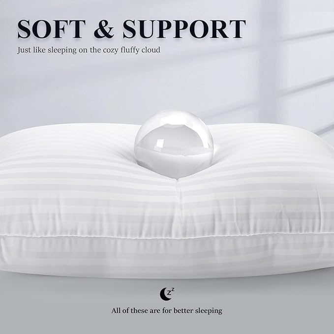 COZSINOOR Bed Pillows for Sleeping [Pack of 2] Cozy Dream Series Hotel Quality Pillows Premium Plush Fiber, Breathable Cooling Cover Skin-Friendly for Side Back and Stomach Sleepers (Standard Size)