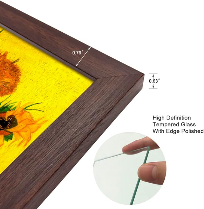 5X7 Picture Frame Set of 6 with Real Glass for Pictures 4x6 with Mat or 5x7 Without Mat,Wall or Tabletop Gallery Photo Frames in Walnut