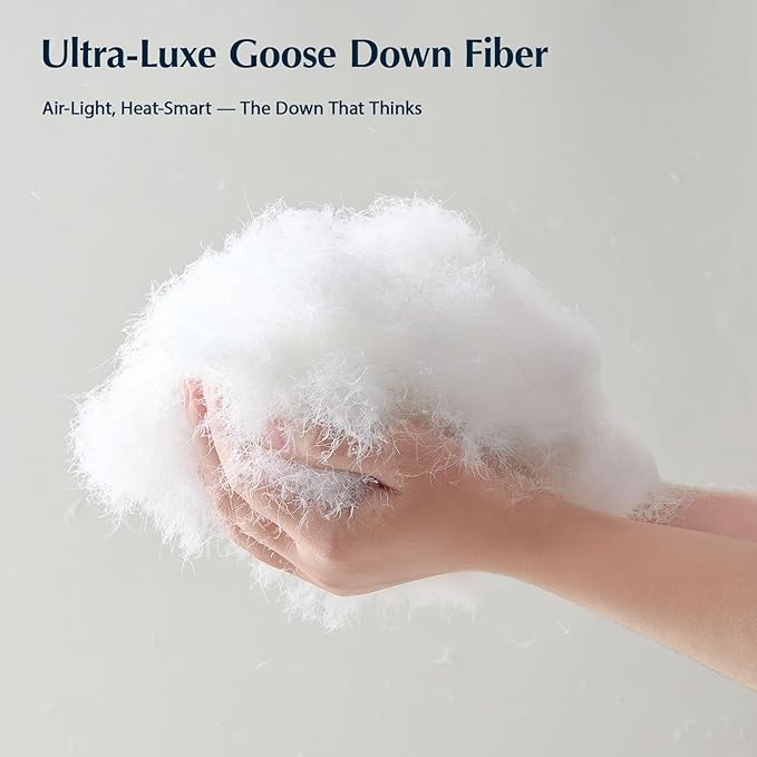 PACIFIC COAST Goose Down Fiber Comforters Queen Size Duvet Insert, All Season White Comforter, 3D Hidden-Stitch Baffle Box Design, 8 Tabs, Gifts for Women/Men, Extra Fluffy Luxury Duvet (90"x90")