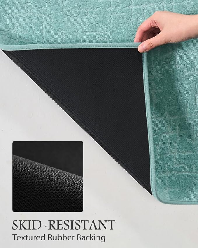 AMOAMI-Bath Mat-Absorbent Quick Dry Bathroom Floor Mats-Washable Rubber Backing Bath Mats for Bathroom Rugs Fit Under Door-Bath Rug for in Front of Sink Bathtub Shower Room, Lake 24''x70''