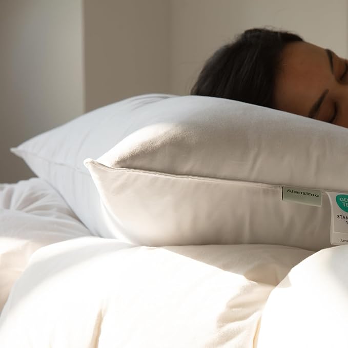 Alanzimo Goose Feathers Down Pillows King Size Set of 2, Luxury Soft Feather Down Pillow for Sleeping, 600TC 100% Cotton Cover Hotel Collection Bed Pillows for Back, Stomach or Side Sleepers 20x36