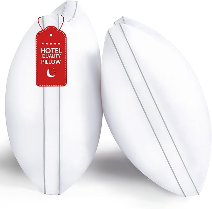 Pillows Queen Size Set of 2, Gusseted Bed Pillows for Sleeping 2 Pack, Luxury Hotel Quality, Supportive Queen Pillow with Soft Down Alternative for Back Stomach Side Sleepers, Machine Washable