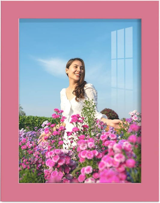 Renditions Gallery 6x8 inch Picture Frame High-end Modern Style, Made of Solid Wood and High Definition Glass Ready for Wall and Tabletop Photo Display, Hot Pink Frame