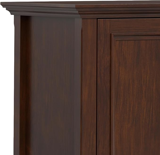 SIMPLIHOME Amherst 72-inch Wide Solid Wood TV Stand in Russet Brown, Transitional-Style Media Console for Living Room with Cable Management and Adjustable Shelves, Fits 80" TVs