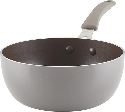 Rachael Ray Cook + Create Nonstick Saucier Pan/Saucepan, 3 Quart, Gray