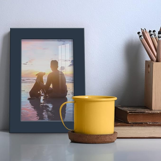 Renditions Gallery 4x6 inch Picture Frame High-end Modern Style, Made of Solid Wood and High Definition Glass Ready for Wall and Tabletop Photo Display, Navy Frame