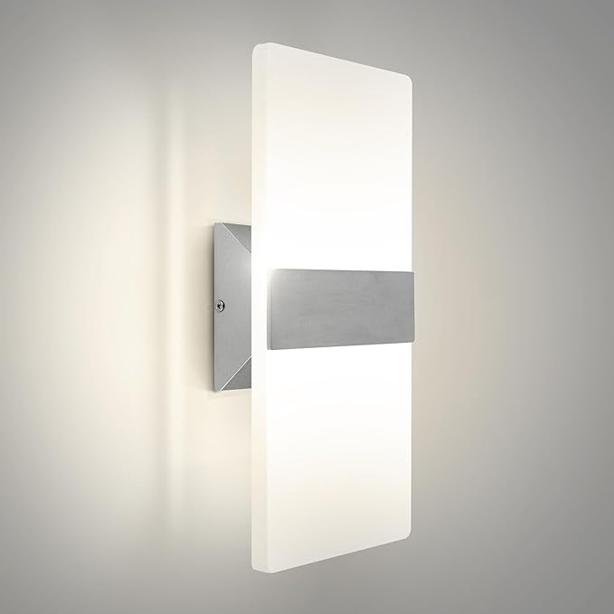 ASD 14 Inch LED Indoor Wall Sconce - Modern Interior 24W 120V 2700K-5000K Adjustable Dimmable Wall Mounted Light Fixtures, Acrylic Glass Wall Lights for Stairway, Hallway - ETL, Brushed Nickel