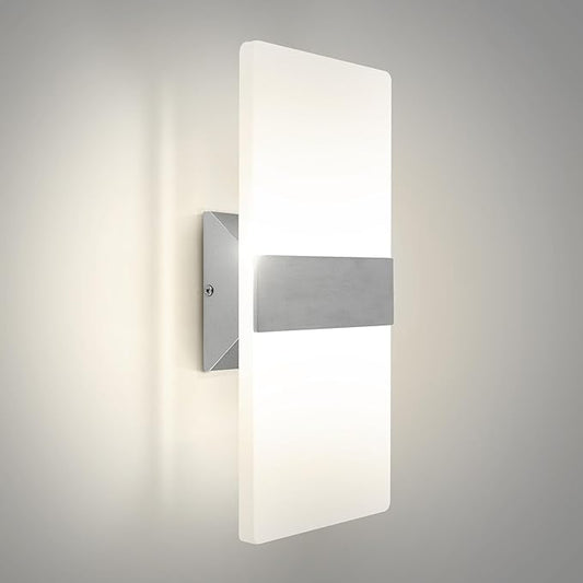 ASD 14 Inch LED Indoor Wall Sconce - Modern Interior 24W 120V 2700K-5000K Adjustable Dimmable Wall Mounted Light Fixtures, Acrylic Glass Wall Lights for Stairway, Hallway - ETL, Brushed Nickel