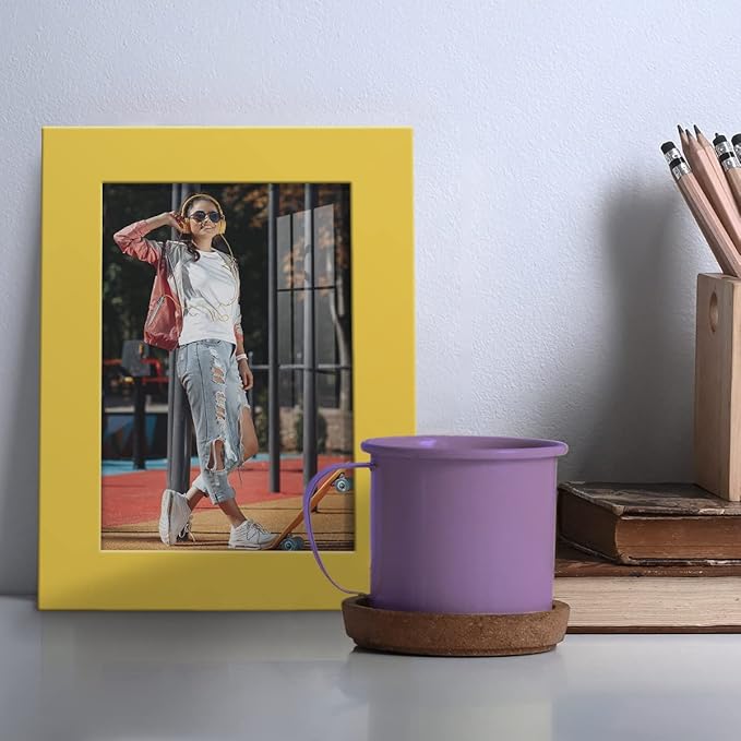 Renditions Gallery 3.5x5 inch Picture Frame High-end Modern Style, Made of Solid Wood and High Definition Glass Ready for Wall and Tabletop Photo Display, Yellow Frame