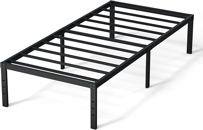 Twin Bed Frames No Box Spring Needed, 16 Inch Heavy Duty Metal Bed Frame Twin Support Up to 2500 lbs, Easy Assembly, Noise Free, Black