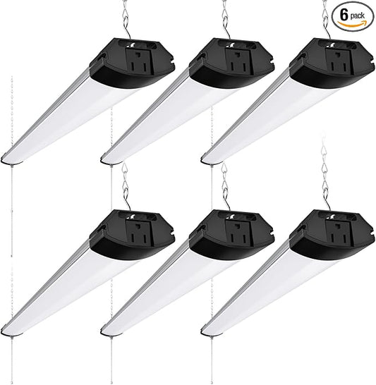 Barrina BS84 LED Shop Lights for Workshop 4FT, 84W, 10000LM, 6500K Utility Shop Lights, Pull Chain ON/Off, Hanging or Flush Mount, ETL, 6 Packs