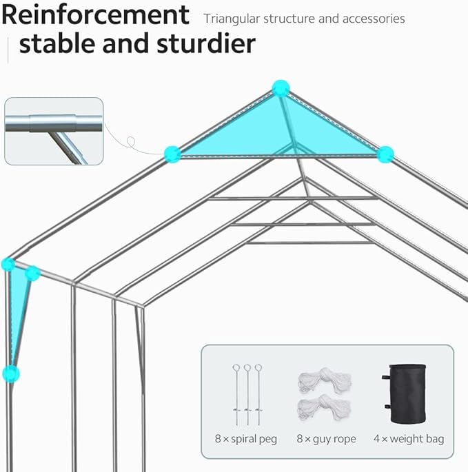 ADVANCE OUTDOOR 12x20 ft Heavy Duty Carport Potable Car Canopy Garage Party Tent Boat Shelter, Adjustable Height from 9.5 ft to 11 ft, Gray