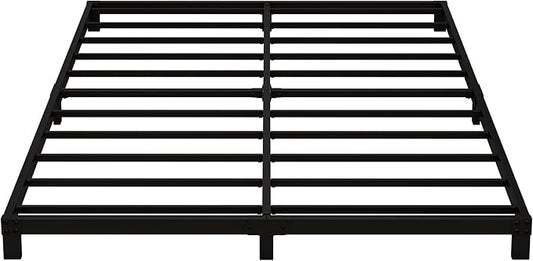 5 Inch Low Queen Bed Frame Heavy Duty Metal Platform, No Box Spring Needed, Easy Assembly Mattress Foundation, No Noise, Black