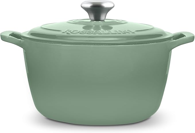 Signature Enameled Cast Iron Dutch Oven, Non-Stick Serving Pot with Tight Fitting Lid for Perfect Roasting, Baking, Sauteing, and Bread Making | 4.5Q (4.2L) - Sage