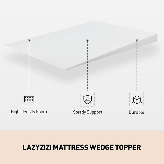 Mattress Wedge Only, 5-Inch Queen Inclined Bed Wedge Mattress Topper for Acid Reflux, GERD, Neck & Back Pain, Snoring, Adjustable Elevator Under Mattress Support for Bedroom