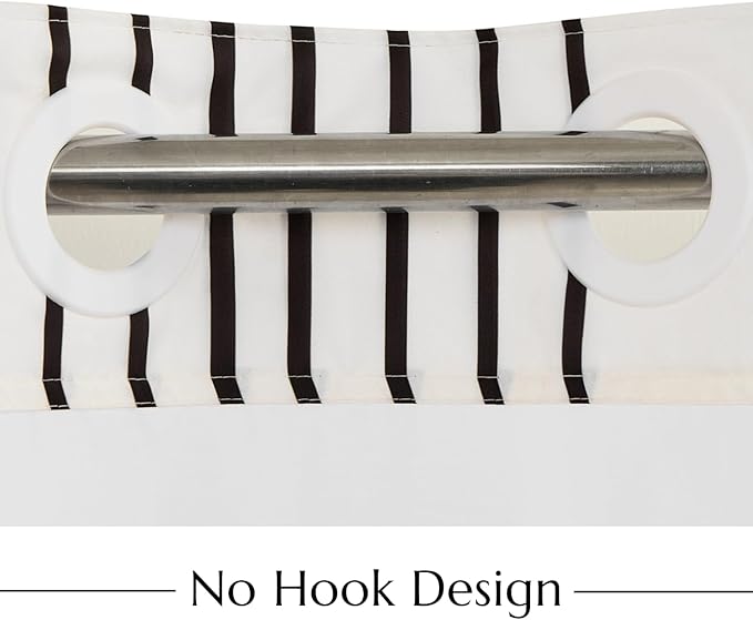 No Hook Shower Curtain with Snap in Liner, Ivory Boho Mid Century Modern Arch Heavy Duty See Through Window Waterproof Machine Washable Bathroom Curtain 71" W x 74" L, Ivory