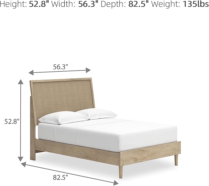 Signature Design by Ashley Cielden Farmhouse Full Panel Platform Bed, Foundation or Box Spring Not Needed, Light Brown